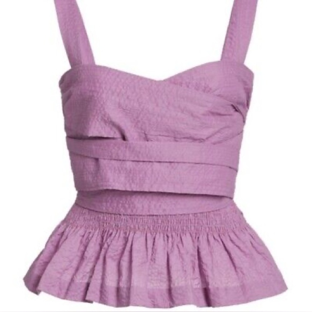 Ciao Lucia Isla Smocked Wrap Tank Top Fuchsia Small